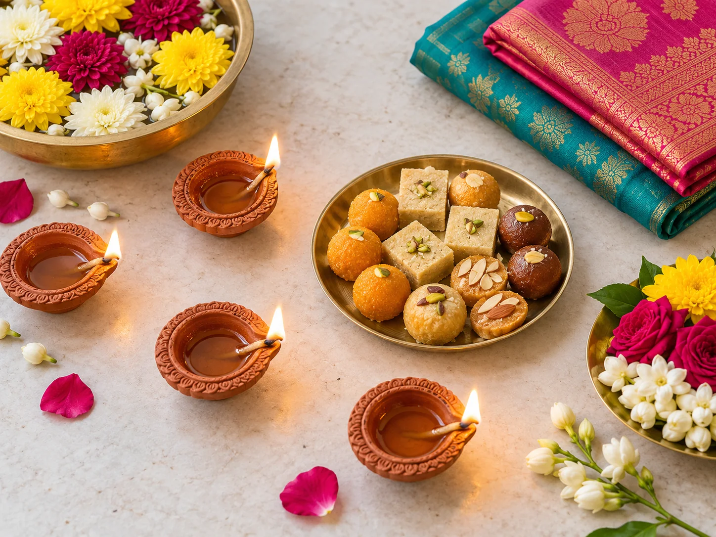 தீபாவளி கொண்டாட்டத்தைக் குறிக்கும் செயற்கை நுண்ணறிவு விளக்கப்படம்