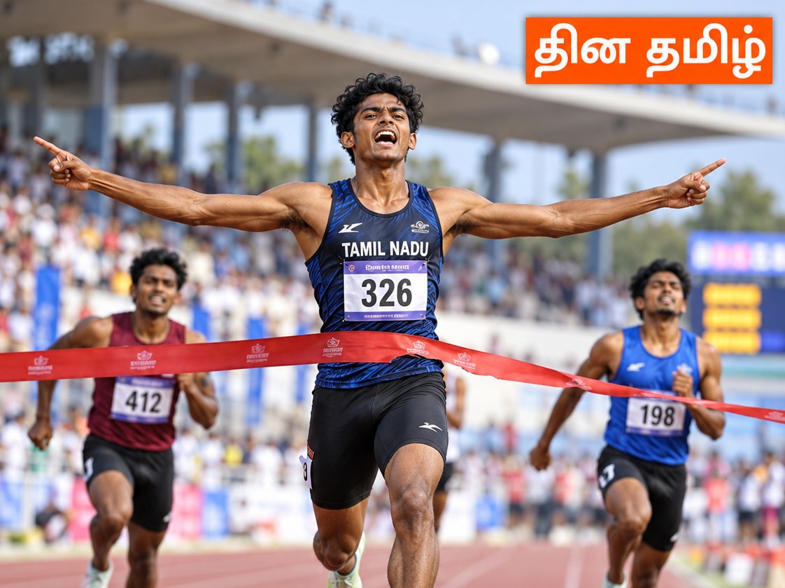 100 மீட்டரில் நீல் சம்ராஜுக்கு புதிய தேசியச் சாதனை — வழங்கப்பட்ட விளக்கப்படம்; சம்பவப் புகைப்படம் அல்ல